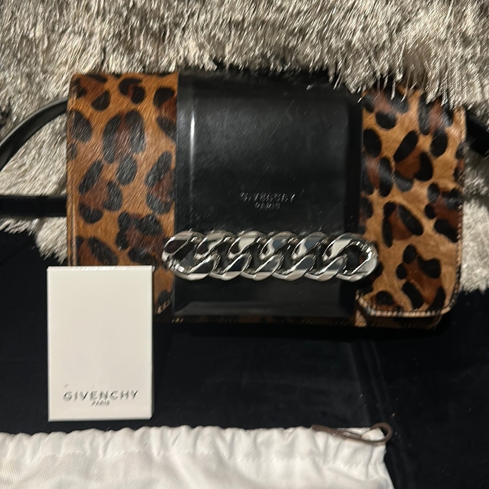 Givenchy Leopard Print Crossbody Bag with Black and Silver Accents